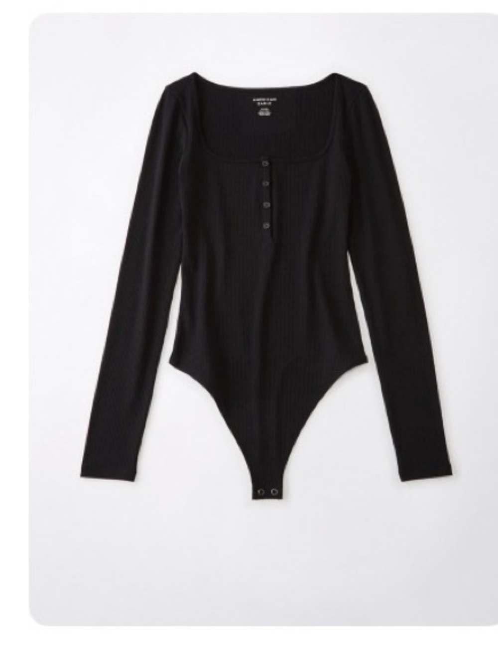 American Eagle Outfitters Black Ribbed Long-Sleeve Henley Bodysuit